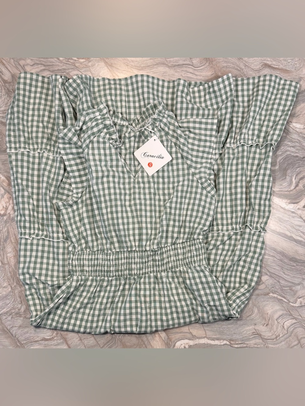 Women’s Caracalilia Green Gingham Tiered Skirt - Picture 2 of 5